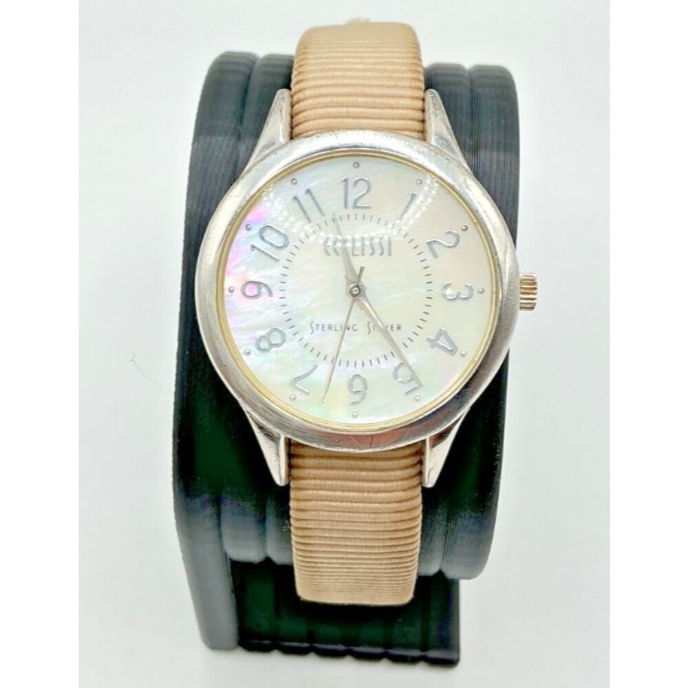 VINTAGE ECCLISSI .925 STERLING SILVER QUARTZ MOTHER OF PEARL DIAL NEEDS BATTERY